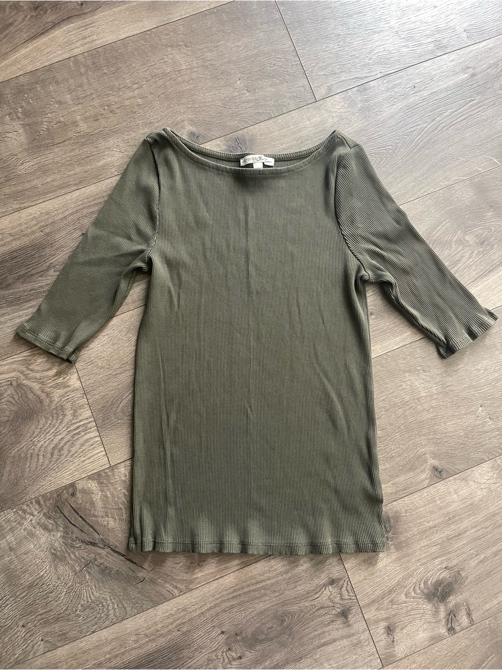 Express Olive Green Ribbed Boatneck Top